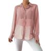 imageVerdusa Womens Sheer Mesh Button Up Shirt Long Sleeve See Through BlousePink