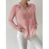 imageVerdusa Womens Sheer Mesh Button Up Shirt Long Sleeve See Through BlousePink