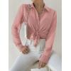imageVerdusa Womens Sheer Mesh Button Up Shirt Long Sleeve See Through BlousePink