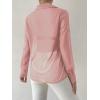 imageVerdusa Womens Sheer Mesh Button Up Shirt Long Sleeve See Through BlousePink