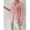 imageVerdusa Womens Sheer Mesh Button Up Shirt Long Sleeve See Through BlousePink