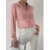 imageVerdusa Womens Sheer Mesh Button Up Shirt Long Sleeve See Through BlousePink