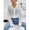 imageVerdusa Womens Sheer Mesh Button Up Shirt Long Sleeve See Through BlouseWhite