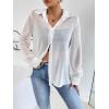 imageVerdusa Womens Sheer Mesh Button Up Shirt Long Sleeve See Through BlouseWhite
