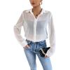 imageVerdusa Womens Sheer Mesh Button Up Shirt Long Sleeve See Through BlouseWhite