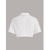 imageVerdusa Womens Short Sleeve Collar Neck Flap Pocket Twist Front Crop Top ShirtsWhite