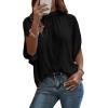 imageVerdusa Womens Tie Back Dolman Sleeve Blouse Top Casual Mock Neck Going Out TopsBlack