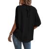 imageVerdusa Womens Tie Back Dolman Sleeve Blouse Top Casual Mock Neck Going Out TopsBlack