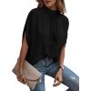 imageVerdusa Womens Tie Back Dolman Sleeve Blouse Top Casual Mock Neck Going Out TopsBlack