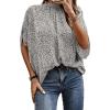 imageVerdusa Womens Tie Back Dolman Sleeve Blouse Top Casual Mock Neck Going Out TopsBlack and White