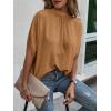 imageVerdusa Womens Tie Back Dolman Sleeve Blouse Top Casual Mock Neck Going Out TopsBrown