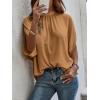 imageVerdusa Womens Tie Back Dolman Sleeve Blouse Top Casual Mock Neck Going Out TopsBrown
