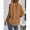 imageVerdusa Womens Tie Back Dolman Sleeve Blouse Top Casual Mock Neck Going Out TopsBrown