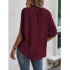 imageVerdusa Womens Tie Back Dolman Sleeve Blouse Top Casual Mock Neck Going Out TopsBurgundy