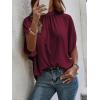 imageVerdusa Womens Tie Back Dolman Sleeve Blouse Top Casual Mock Neck Going Out TopsBurgundy
