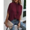 imageVerdusa Womens Tie Back Dolman Sleeve Blouse Top Casual Mock Neck Going Out TopsBurgundy