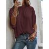 imageVerdusa Womens Tie Back Dolman Sleeve Blouse Top Casual Mock Neck Going Out TopsCoffee Brown