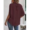 imageVerdusa Womens Tie Back Dolman Sleeve Blouse Top Casual Mock Neck Going Out TopsCoffee Brown