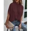 imageVerdusa Womens Tie Back Dolman Sleeve Blouse Top Casual Mock Neck Going Out TopsCoffee Brown