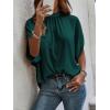 imageVerdusa Womens Tie Back Dolman Sleeve Blouse Top Casual Mock Neck Going Out TopsDark Green