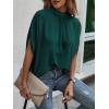 imageVerdusa Womens Tie Back Dolman Sleeve Blouse Top Casual Mock Neck Going Out TopsDark Green