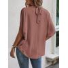 imageVerdusa Womens Tie Back Dolman Sleeve Blouse Top Casual Mock Neck Going Out TopsDusty Rose