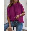 imageVerdusa Womens Tie Back Dolman Sleeve Blouse Top Casual Mock Neck Going Out TopsFuchsia Red