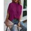 imageVerdusa Womens Tie Back Dolman Sleeve Blouse Top Casual Mock Neck Going Out TopsFuchsia Red
