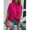 imageVerdusa Womens Tie Back Dolman Sleeve Blouse Top Casual Mock Neck Going Out TopsMagenta Pink