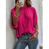 imageVerdusa Womens Tie Back Dolman Sleeve Blouse Top Casual Mock Neck Going Out TopsMagenta Pink