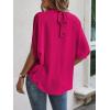 imageVerdusa Womens Tie Back Dolman Sleeve Blouse Top Casual Mock Neck Going Out TopsMagenta Pink