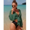 imageVerdusa Womens Tie Front Long Sleeve Swimsuit Kimono Cover Up Wrap Blouse TopDark Green