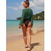imageVerdusa Womens Tie Front Long Sleeve Swimsuit Kimono Cover Up Wrap Blouse TopDark Green