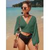 imageVerdusa Womens Tie Front Long Sleeve Swimsuit Kimono Cover Up Wrap Blouse TopDark Green