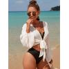 imageVerdusa Womens Tie Front Long Sleeve Swimsuit Kimono Cover Up Wrap Blouse TopWhite