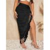 imageVerdusa Womens Twist High Split Fringe Skirt High Waist Asymmetrical Long SkirtBlack