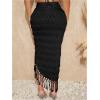imageVerdusa Womens Twist High Split Fringe Skirt High Waist Asymmetrical Long SkirtBlack