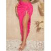 imageVerdusa Womens Twist High Split Fringe Skirt High Waist Asymmetrical Long SkirtHot Pink