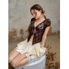 imageVerdusa Womens Y2k Mini Ruffle Lace Asymmetrical Casual Skirt Ruched A Line SkirtBeige White