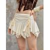 imageVerdusa Womens Y2k Mini Ruffle Lace Asymmetrical Casual Skirt Ruched A Line SkirtBeige White