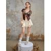 imageVerdusa Womens Y2k Mini Ruffle Lace Asymmetrical Casual Skirt Ruched A Line SkirtBeige White