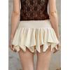 imageVerdusa Womens Y2k Mini Ruffle Lace Asymmetrical Casual Skirt Ruched A Line SkirtBeige White