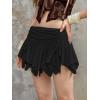 imageVerdusa Womens Y2k Mini Ruffle Lace Asymmetrical Casual Skirt Ruched A Line SkirtBlack