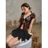 imageVerdusa Womens Y2k Mini Ruffle Lace Asymmetrical Casual Skirt Ruched A Line SkirtBlack