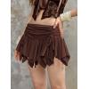 imageVerdusa Womens Y2k Mini Ruffle Lace Asymmetrical Casual Skirt Ruched A Line SkirtBrown