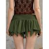 imageVerdusa Womens Y2k Mini Ruffle Lace Asymmetrical Casual Skirt Ruched A Line SkirtDark Green