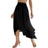 imageVerdusa Womens Asymmetrical Hem Elastic Waist Chiffon Flowy Long SkirtBlack