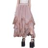imageVerdusa Womens Asymmetrical Tulle Skirts Elastic High Waist Ruffle Tiered Mesh Long SkirtDusty Pink