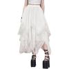 imageVerdusa Womens Asymmetrical Tulle Skirts Elastic High Waist Ruffle Tiered Mesh Long SkirtWhite