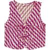 imageVerdusa Womens Bow Tie Knot Front V Neck Wave Print Sleeveless Crop Top Boho VestRadiant Orchid